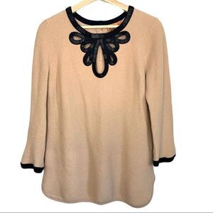 Tory Burch Black Beaded 100% Wool Sweater Tunic